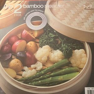 10-inch Bamboo Steamer with Stainless Steel Ring